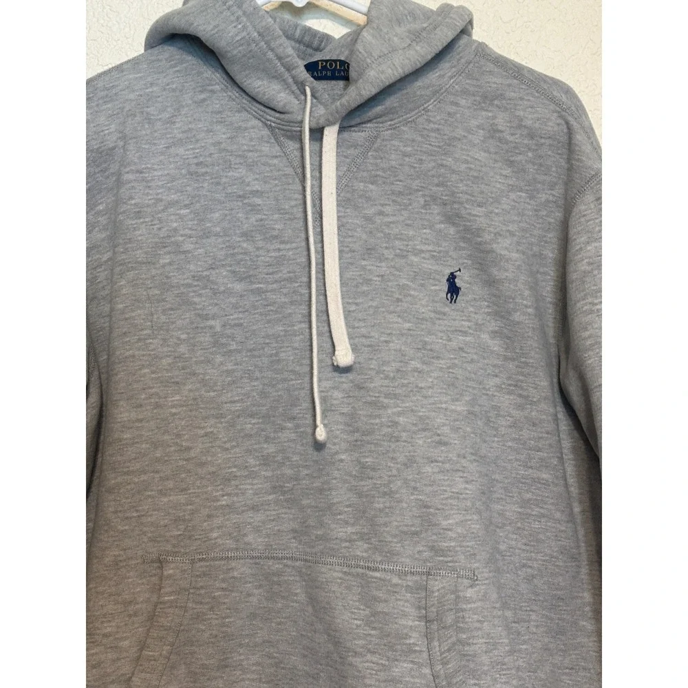 Polo Ralph Lauren Mens L Gray Pullover Hoodie Sweatshirt Logo Preppy college